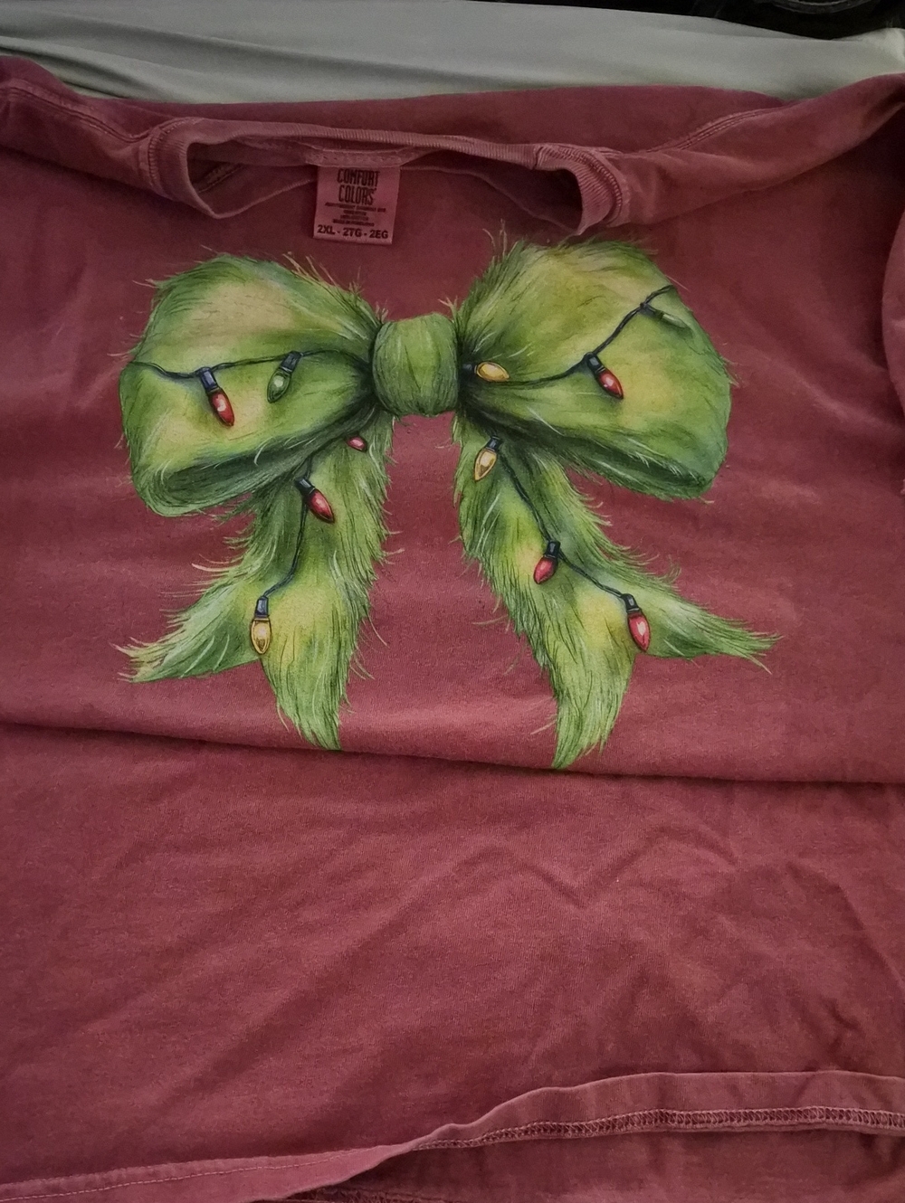 Comfort Colors Red Holiday Bow Graphic Tee